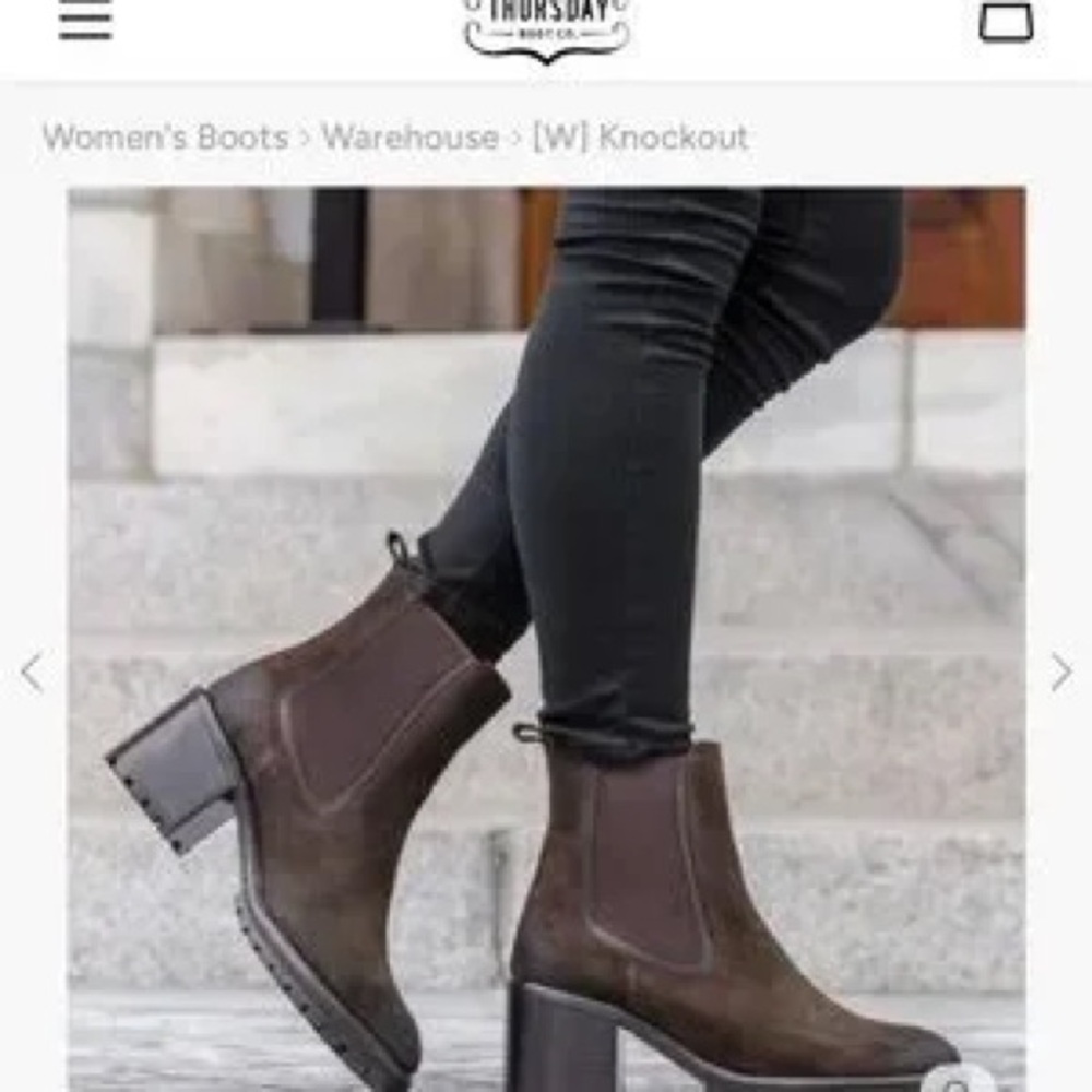 EUC. Thursday Boot Company KNOCKOUT Brown Leather Heeled Chelsea Boots